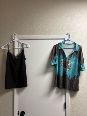 Turquoise and Brown Aztec Print Polo Shirt